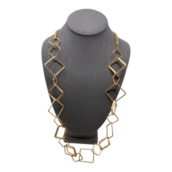 Gold Tone Square Link Chain Necklace - Picture 1 of 5